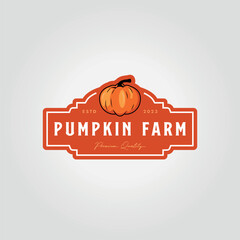 label sticker illustration simple vintage pumpkin logo vector design with typography
