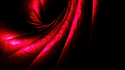 Poster - Abstract spinning metal spiral, hypnotic effect. Design. Endless motion of metal tiles or blades.