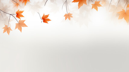 Wall Mural - white background with copy space yellow autumn leaves layer postcard.