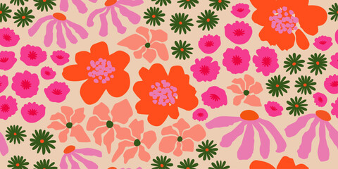exotic hand drawn flowers, seamless patterns with floral for fabric, textiles, clothing, wrapping pa