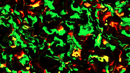 Poster - Colorful paints in liquid substance on a black background. Motion. Concept of digital art.