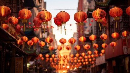 Poster - Chinese new year lanterns in chinatown