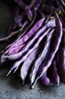 Long purple beans which turn green after cooking, fresh and healthy vegetables