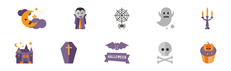 Wall Mural - Halloween Holiday Creepy and Scary Object Vector Set