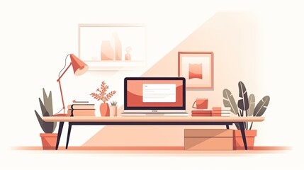 Minimalist setup for digital magic flat illustration - Generative AI.