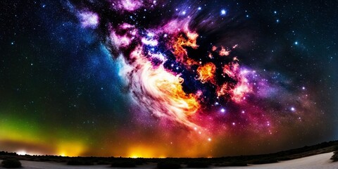 Wall Mural - Starry Night Sky. Universe Exploration and Astronomy. Supernova Desktop Background.