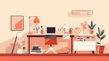 Orderly and uncluttered flat illustration - Generative AI.