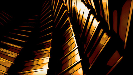 Poster - Abstract art of 3d industrial background with surreal turbine jet engine. Motion. Spiral pattern with curved blades.