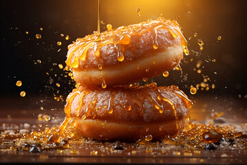 donuts with caramel and powdered sugar 1