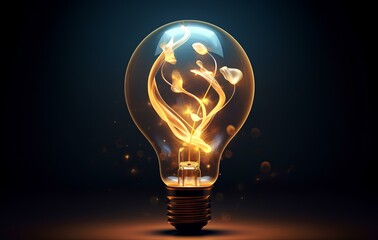 glowing bulb dark background 3d graphic 