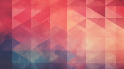 Wall Mural - Abstract block pattern with geometric diamond shapes, pink and red background, and vintage faded texture detail