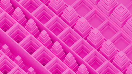 Poster - Abstract background with isometric cubes. Design. Optical illusion with 3D building pyramids.