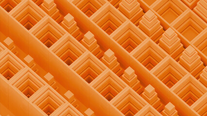 Poster - Abstract background with isometric cubes. Design. Optical illusion with 3D building pyramids.