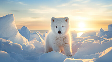 Wall Mural - a small white fox in the arctic