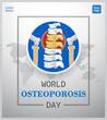 World Osteoporosis Day. Problems with spine and joints on world map background. 3d vector, suitable for health, posters, banners, education and events