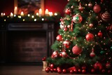Fototapeta Pokój dzieciecy - A decorated Christmas tree is a key element in setting the holiday ambiance.  presents various Christmas tree decoration items and home decor ideas using them. Enjoy special  Generative AI