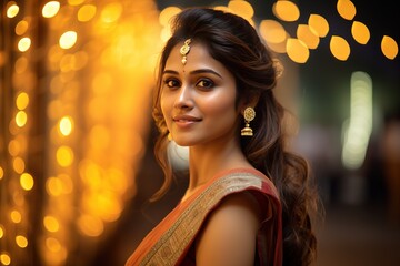 Young beautiful Indian woman at Diwali celebration