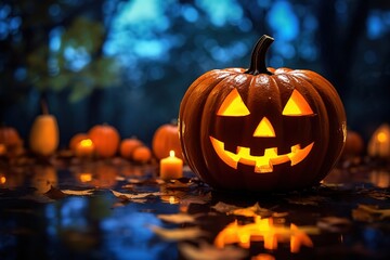 Poster - Glowing Halloween Pumpkin