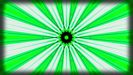 Poster - Abstract dot in the middle of the screen surrounded by blinking rays. Motion. Kaleidoscopic effect.