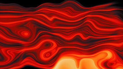 Poster - Abstract curved neon colorful lines on a black background. Motion. Flowing glowing energy stream.