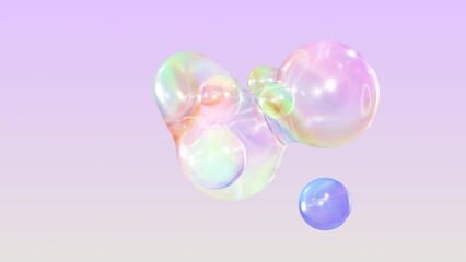 Aufkleber - Background of 3D Abstract Colorful Metaballs. Bright holographic colors. Ultra-HD in 4K. Alpha matte and a looped, seamless 3D animation.