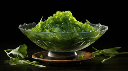 Canvas Print - Wakame Seaweed Salad. A beautifully presented dish that brings out the texture and flavor of algae.