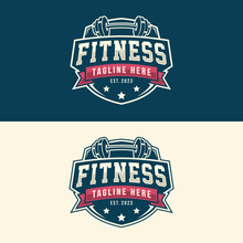 Gym Logo Vector Illustration Emblems, Fitness Labels And Design Template