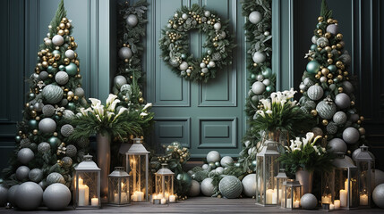 Poster - Christmas elegant porch decoration