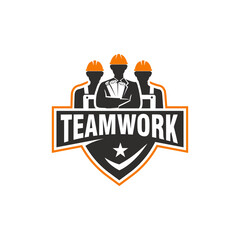 Wall Mural - team working logo design vector, team work contraction logo design vector