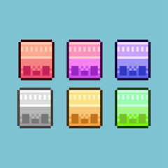 Poster - Pixel art sets of box top down with variation color item asset. simple bits of cardbox on pixelated style 8bits perfect for game asset or design asset element for your game design asset