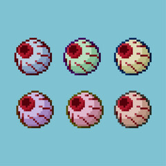 Fototapete - Pixel art sets of halloween eyes with variation color item asset. simple bits of tense eyes on pixelated style 8bits perfect for game asset or design asset element for your game design asset