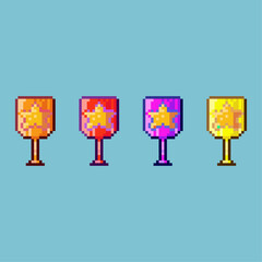Poster - Pixel art sets of star cup with variation color item asset. simple bits of star cup winner on pixelated style 8bits perfect for game asset or design asset element for your game design asset