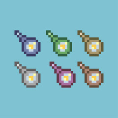 Poster - Pixel art sets of cooking eggs with variation color item asset. simple bits of fried eggs on pixelated style 8bits perfect for game asset or design asset element for your game design asset