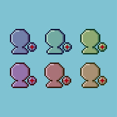 Fototapete - Pixel art sets of add friend with variation color item asset. simple bits of add friend on pixelated style 8bits perfect for game asset or design asset element for your game design asset