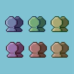 Poster - Pixel art sets of profile with variation color item asset. simple bits of friend profile on pixelated style 8bits perfect for game asset or design asset element for your game design asset