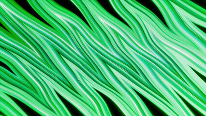 Poster - Abstract background with strings glowing and flowing on a black background. Motion. Rhombus like bending shapes.