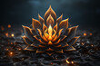 Leinwandbild Motiv Generative AI image of beautiful lotus gracefully poised on dark backdrop