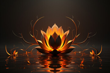 Generative AI image of beautiful lotus gracefully poised on dark backdrop