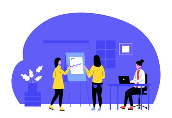 Poster - team work at office, meeting for start up