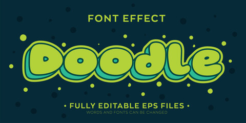 Wall Mural - doodle kawaii cute editable vector text effect