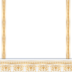 Wall Mural - luxury islamic golden line lace border thai pattern ornament wedding invtation card background