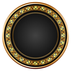 golden circle frame text box with gold award ribbon icon anniversary badge