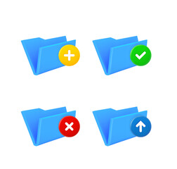 Aufkleber - File folder icon set with different pictograms. 3d vector icons set