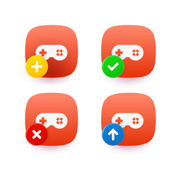 Aufkleber - Gamepad icon set with different pictograms. 3d vector icons set