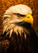Animal portrait of a eagle on a golden background conceptual for frame
