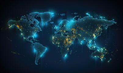 Poster - an image featuring a colorful world map with a graph behind generative ai