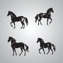 Black Wild Horse Vector Image Jumping Black White Horse Graphic Running Black Line On White Background
