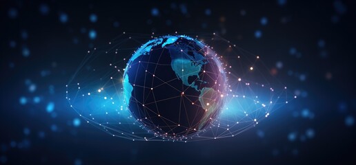 the world globe as connected line and dots Generative Ai