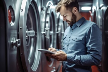 Poster - Validation engineer are checking system a washing machine, Washer disinfector.