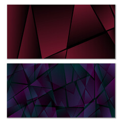 Abstract polygonal pattern. Set of two dark gradient polygonal backgrounds. Background design, cover, postcard, banner, wallpaper